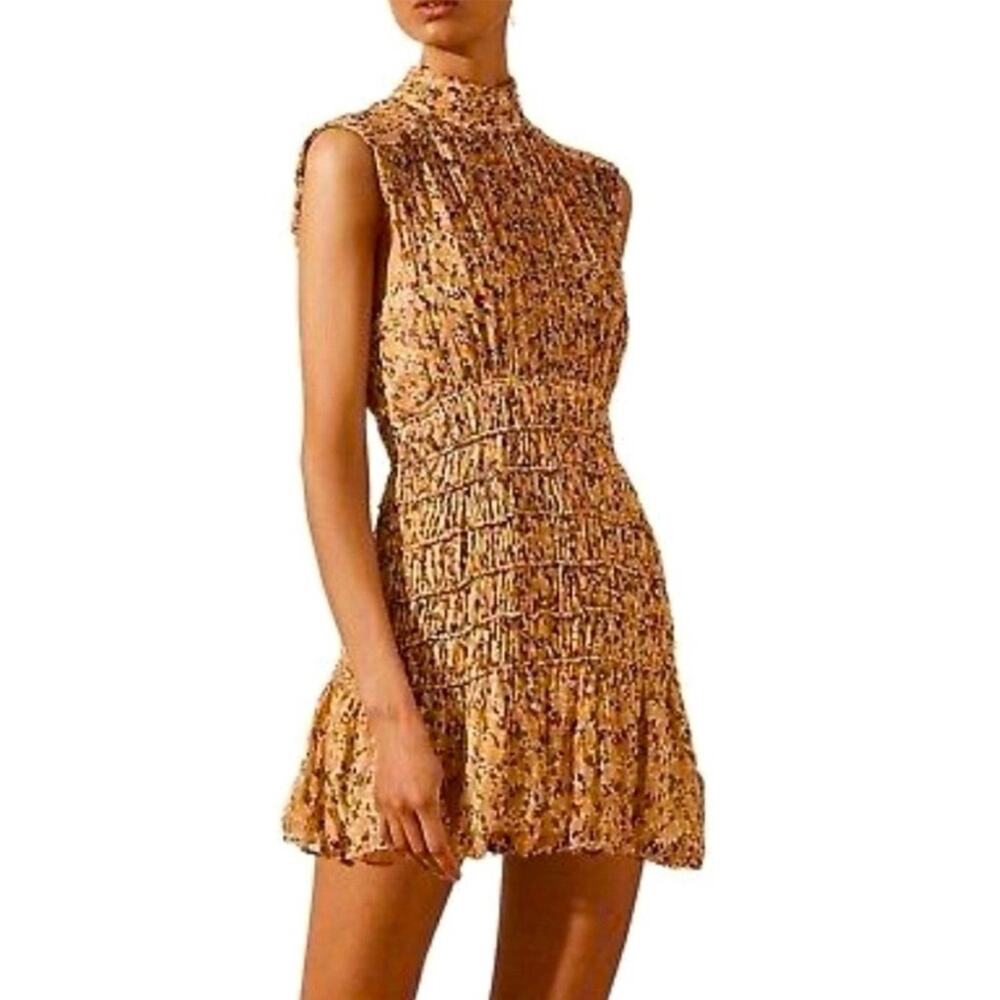 NWT SHONA JOY Collette High Neck Sleeveless Corded Mini Dress‎ Sz 4